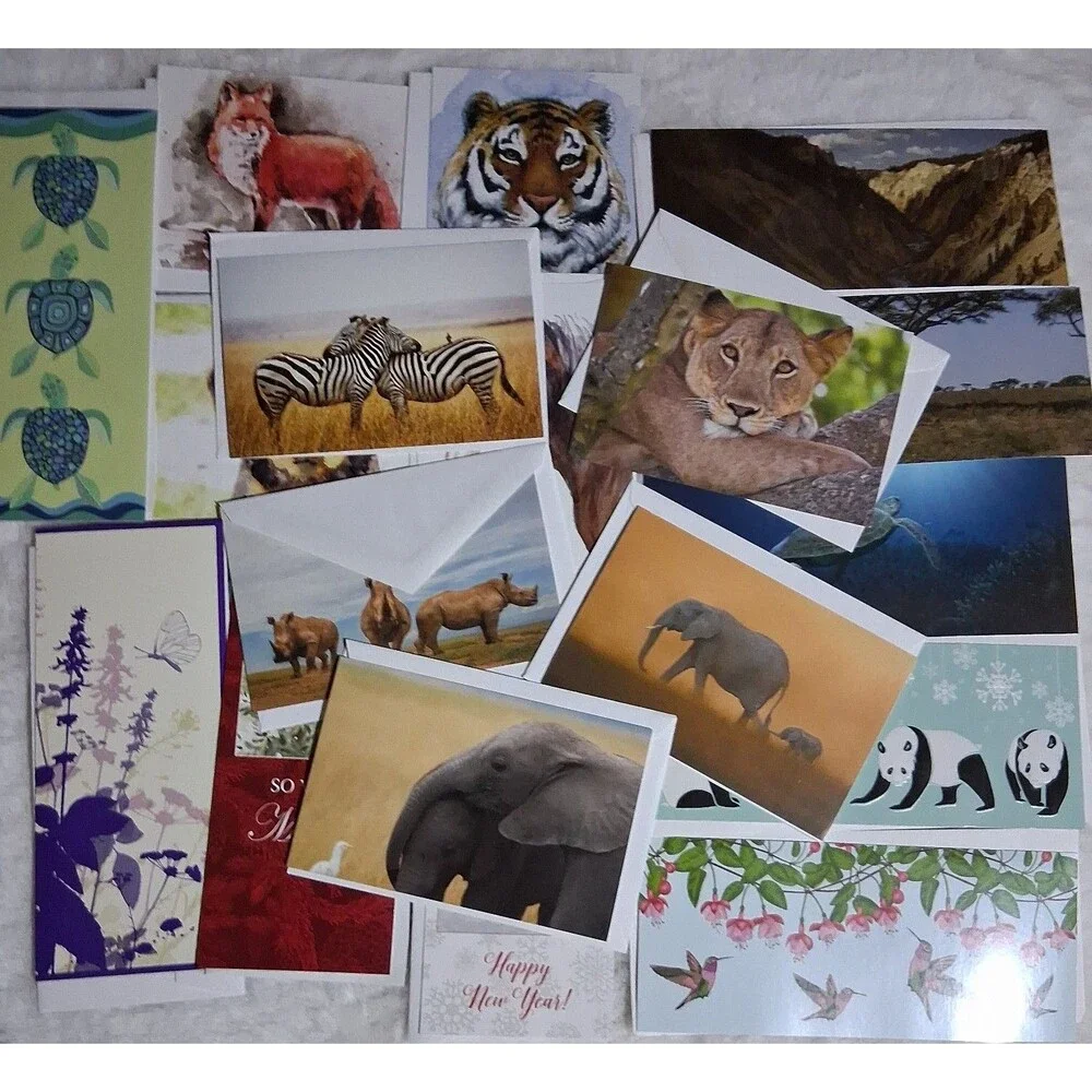 Vintage greeting cards/envelopes National geographic, world wild life, 26 pieces
